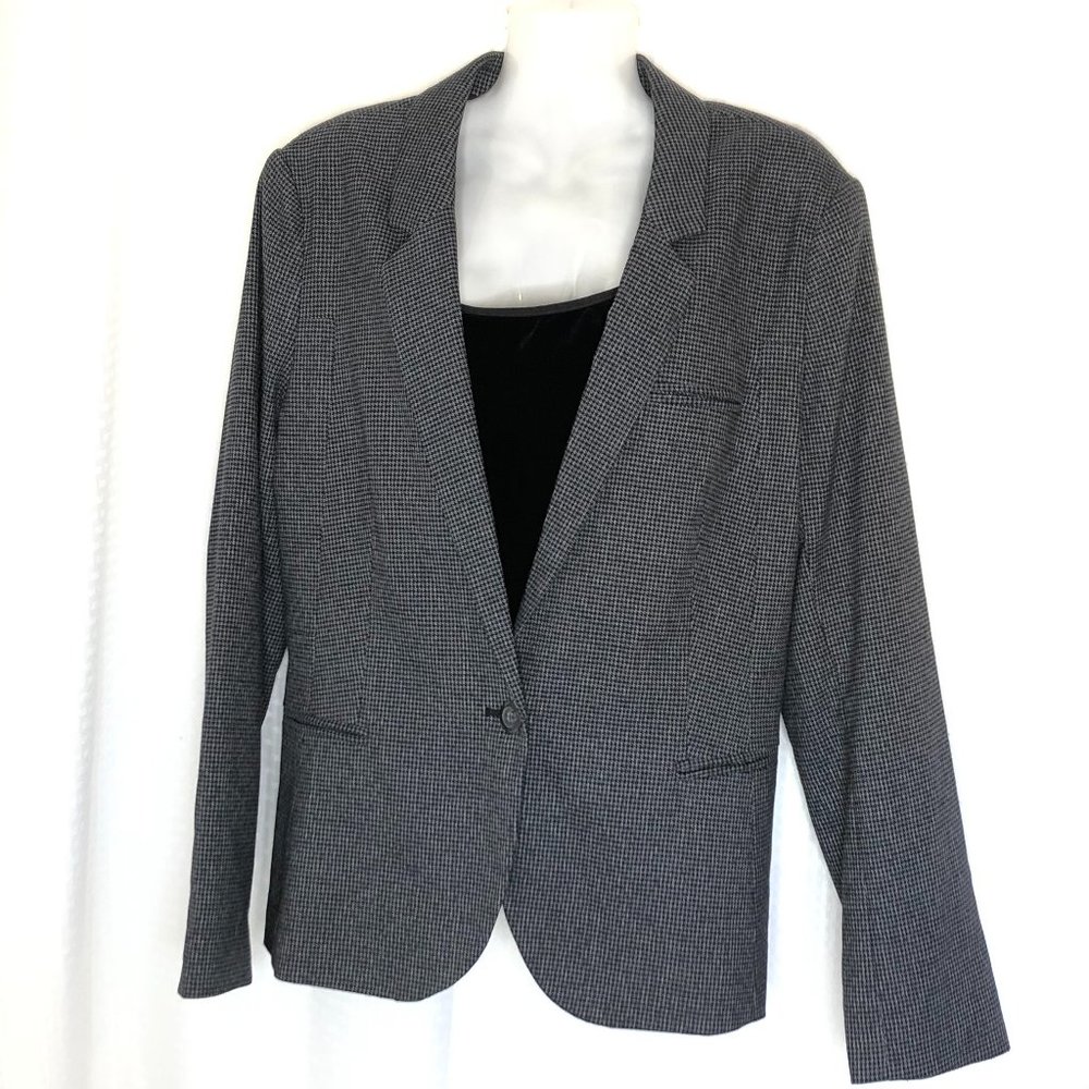 Hounds Tooth Boyfriend Blazer, NWT, Blue and Grey, Size 16